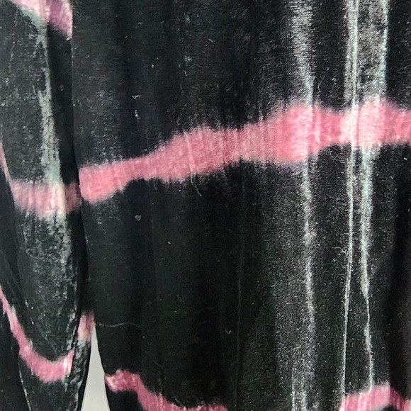 J. Jill Velvet Tie Dye Stripe Open Front Duster Cardigan Black Pink Lined - Picture 3 of 6
